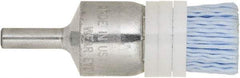 Tanis - 220 Grit, 3/4" Brush Diam, Crimped, End Brush - 1/4" Diam Steel Shank, 10,000 Max RPM - Benchmark Tooling