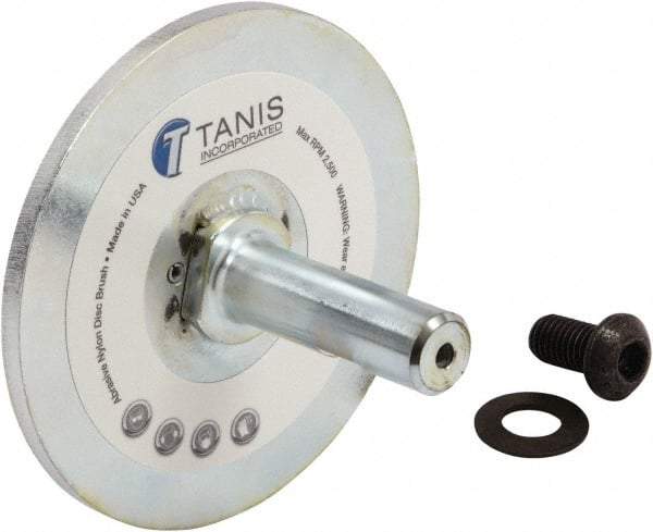 Tanis - 1/4" Arbor Hole to 3/4" Shank Diam Drive Arbor - For 3, 4 & 5" Tanis Disc Brushes, Flow Through Spindle - Benchmark Tooling