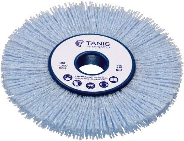 Tanis - 8" OD, 2" Arbor Hole, Crimped Nylon Wheel Brush - 1" Face Width, 1-1/4" Trim Length, 0.035" Filament Diam - Benchmark Tooling