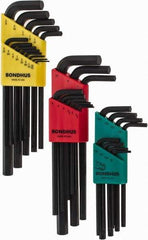 Bondhus - 30 Piece L-Key Hex Key Set - Hex Range 0.05 to 3/8", 8-5/8" OAL, Protanium High Torque Steel - Benchmark Tooling