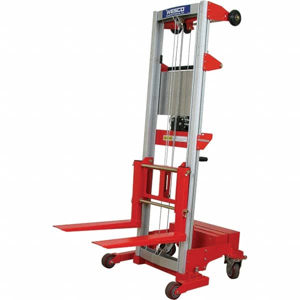 Wesco Industrial Products - 500 Lb Capacity, 70" Lift Height, Hand Winch Manually Operated Lift - Benchmark Tooling