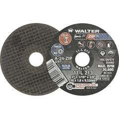 WALTER Surface Technologies - 2" 24 Grit Aluminum Oxide Cutoff Wheel - 1/16" Thick, 3/8" Arbor, 31,000 Max RPM, Use with Die Grinders - Benchmark Tooling