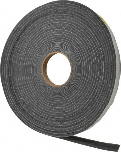 Made in USA - 1/4" Thick x 3/4" Wide x 50' Long Gray Open Cell Polyurethane Foam Rubber Roll - Stock Length, Adhesive Back, 1.8 to 2.2 Lb/Cu Ft Density, -20°F to 160°F - Benchmark Tooling