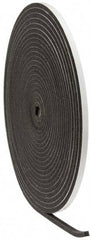 Made in USA - 3/8" Thick x 1/2" Wide x 50' Long Gray Open Cell Polyurethane Foam Rubber Roll - Stock Length, Adhesive Back, 1.8 to 2.2 Lb/Cu Ft Density, -20°F to 160°F - Benchmark Tooling