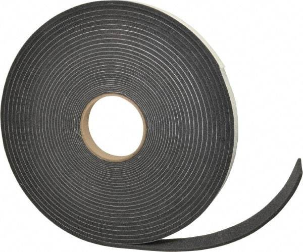 Made in USA - 3/8" Thick x 3/4" Wide x 50' Long Gray Open Cell Polyurethane Foam Rubber Roll - Stock Length, Adhesive Back, 1.8 to 2.2 Lb/Cu Ft Density, -20°F to 160°F - Benchmark Tooling