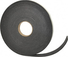 Made in USA - 3/8" Thick x 3/4" Wide x 50' Long Gray Open Cell Polyurethane Foam Rubber Roll - Stock Length, Adhesive Back, 1.8 to 2.2 Lb/Cu Ft Density, -20°F to 160°F - Benchmark Tooling
