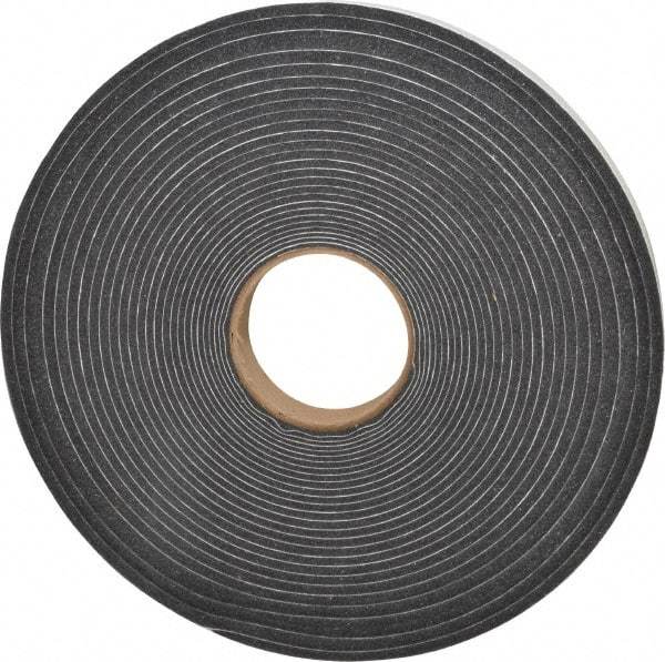 Made in USA - 3/8" Thick x 1" Wide x 50' Long Gray Open Cell Polyurethane Foam Rubber Roll - Stock Length, Adhesive Back, 1.8 to 2.2 Lb/Cu Ft Density, -20°F to 160°F - Benchmark Tooling