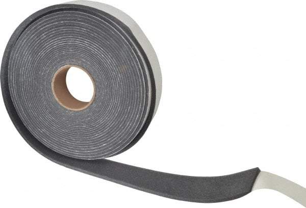 Made in USA - 3/8" Thick x 2" Wide x 50' Long Gray Open Cell Polyurethane Foam Rubber Roll - Stock Length, Adhesive Back, 1.8 to 2.2 Lb/Cu Ft Density, -20°F to 160°F - Benchmark Tooling