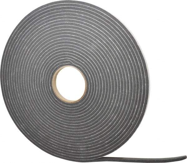 Made in USA - 1/4" Thick x 1/2" Wide x 45' Long Black Closed Cell PVC Foam Rubber Roll - Stock Length, Adhesive Back, 13 Lb/Cu Ft Density, -20°F to 130°F - Benchmark Tooling