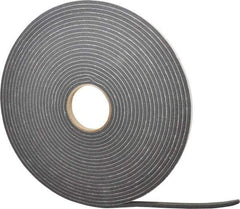 Made in USA - 1/4" Thick x 1/2" Wide x 45' Long Black Closed Cell PVC Foam Rubber Roll - Stock Length, Adhesive Back, 13 Lb/Cu Ft Density, -20°F to 130°F - Benchmark Tooling