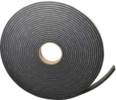 Made in USA - 1/4" Thick x 1" Wide x 45' Long Black Closed Cell PVC Foam Rubber Roll - Stock Length, Adhesive Back, 13 Lb/Cu Ft Density, -20°F to 130°F - Benchmark Tooling