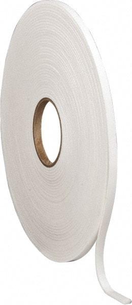 Made in USA - 1/8" Thick x 3/8" Wide x 75' Long White Closed Cell Polyethylene Foam Rubber Roll - Stock Length, Adhesive Back, 2 Lb/Cu Ft Density, -20°F to 170°F - Benchmark Tooling