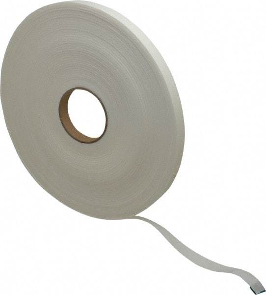 Made in USA - 1/8" Thick x 3/4" Wide x 75' Long White Closed Cell Polyethylene Foam Rubber Roll - Stock Length, Adhesive Back, 2 Lb/Cu Ft Density, -20°F to 170°F - Benchmark Tooling