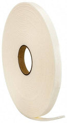 Made in USA - 3/16" Thick x 3/4" Wide x 50' Long White Closed Cell Polyethylene Foam Rubber Roll - Stock Length, Adhesive Back, 2 Lb/Cu Ft Density, -20°F to 170°F - Benchmark Tooling