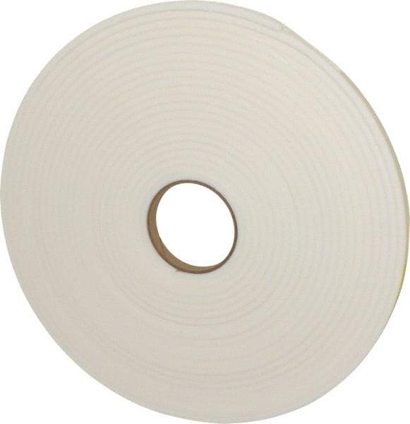 Made in USA - 1/4" Thick x 1/2" Wide x 50' Long White Closed Cell Polyethylene Foam Rubber Roll - Stock Length, Adhesive Back, 2 Lb/Cu Ft Density, -20°F to 170°F - Benchmark Tooling