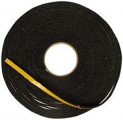 Made in USA - 7/16" Thick x 3/8" Wide x 25' Long Black Open Cell Natural Foam Rubber Roll - Stock Length, Adhesive Back, 24 to 30 Lb/Cu Ft Density, -20°F to 160°F - Benchmark Tooling
