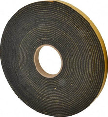 Made in USA - 5/32" Thick x 3/4" Wide x 50' Long Black Open Cell Natural Foam Rubber Roll - Stock Length, Adhesive Back, 24 to 30 Lb/Cu Ft Density, -20°F to 160°F - Benchmark Tooling