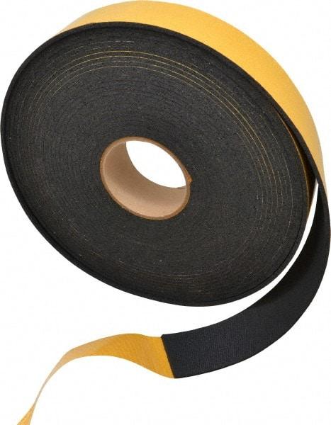 Made in USA - 5/32" Thick x 2" Wide x 50' Long Black Open Cell Natural Foam Rubber Roll - Stock Length, Adhesive Back, 24 to 30 Lb/Cu Ft Density, -20°F to 160°F - Benchmark Tooling