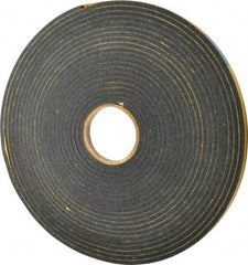 Made in USA - 1/4" Thick x 1/2" Wide x 50' Long Black Open Cell Natural Foam Rubber Roll - Stock Length, Adhesive Back, 24 to 30 Lb/Cu Ft Density, -20°F to 160°F - Benchmark Tooling