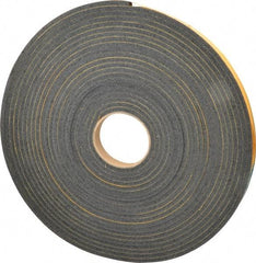 Made in USA - 1/4" Thick x 3/4" Wide x 50' Long Black Open Cell Natural Foam Rubber Roll - Stock Length, Adhesive Back, 24 to 30 Lb/Cu Ft Density, -20°F to 160°F - Benchmark Tooling