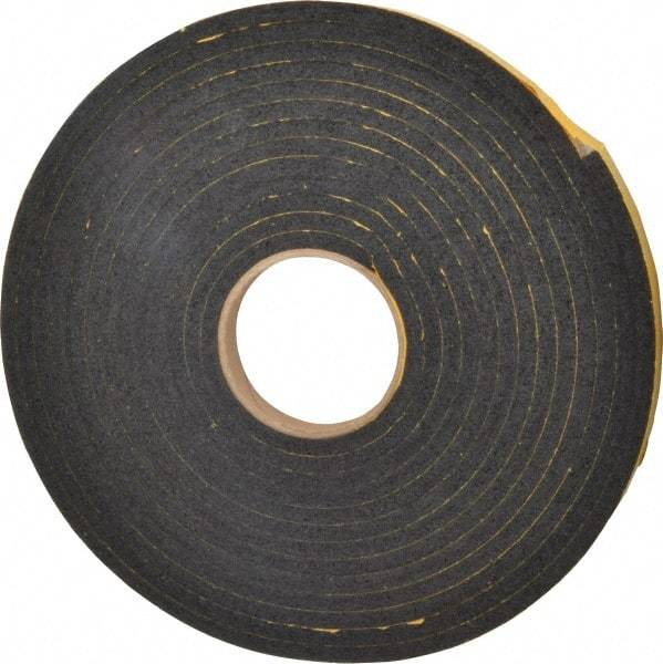 Made in USA - 5/16" Thick x 3/4" Wide x 25' Long Black Open Cell Natural Foam Rubber Roll - Stock Length, Adhesive Back, 24 to 30 Lb/Cu Ft Density, -20°F to 160°F - Benchmark Tooling