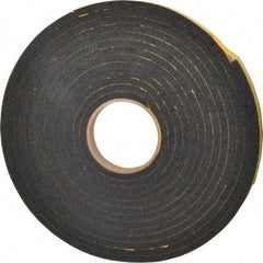 Made in USA - 5/16" Thick x 3/4" Wide x 25' Long Black Open Cell Natural Foam Rubber Roll - Stock Length, Adhesive Back, 24 to 30 Lb/Cu Ft Density, -20°F to 160°F - Benchmark Tooling