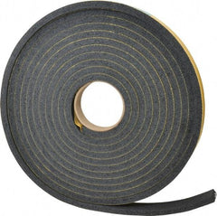 Made in USA - 7/16" Thick x 1" Wide x 25' Long Black Open Cell Natural Foam Rubber Roll - Stock Length, Adhesive Back, 24 to 30 Lb/Cu Ft Density, -20°F to 160°F - Benchmark Tooling