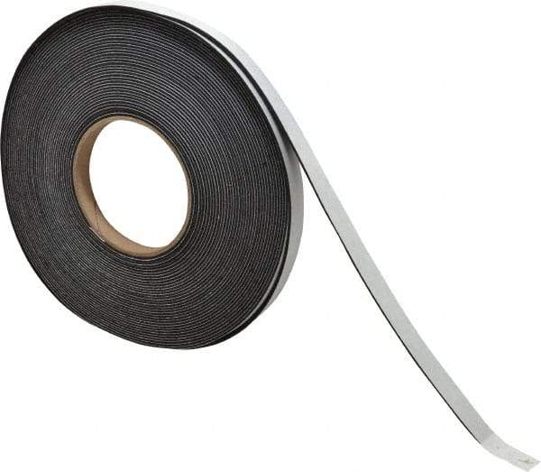 Made in USA - 1/16" Thick x 1/2" Wide x 50' Long Black Closed Cell Neoprene-Blend Spring Rubber Roll - Stock Length, Adhesive Back, 8 to 11 Lb/Cu Ft Density, -40°F to 158°F - Benchmark Tooling