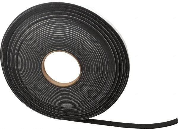Made in USA - 1/8" Thick x 1/2" Wide x 50' Long Black Closed Cell Neoprene-Blend Spring Rubber Roll - Stock Length, Adhesive Back, 8 to 11 Lb/Cu Ft Density, -40°F to 158°F - Benchmark Tooling