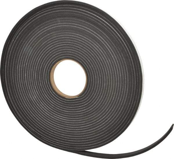 Made in USA - 3/16" Thick x 1/2" Wide x 50' Long Black Closed Cell Neoprene-Blend Spring Rubber Roll - Stock Length, Adhesive Back, 8 to 11 Lb/Cu Ft Density, -40°F to 158°F - Benchmark Tooling