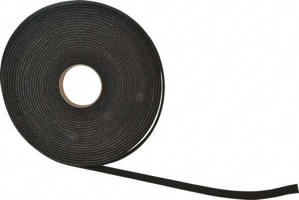 Made in USA - 3/16" Thick x 3/4" Wide x 50' Long Black Closed Cell Neoprene-Blend Spring Rubber Roll - Stock Length, Adhesive Back, 8 to 11 Lb/Cu Ft Density, -40°F to 158°F - Benchmark Tooling