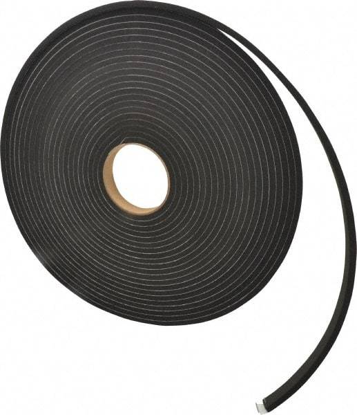Made in USA - 1/4" Thick x 3/4" Wide x 50' Long Black Closed Cell Neoprene-Blend Spring Rubber Roll - Stock Length, Adhesive Back, 8 to 11 Lb/Cu Ft Density, -40°F to 158°F - Benchmark Tooling