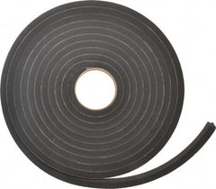 Made in USA - 1/2" Thick x 3/4" Wide x 25' Long Black Closed Cell Neoprene-Blend Spring Rubber Roll - Stock Length, Adhesive Back, 8 to 11 Lb/Cu Ft Density, -40°F to 158°F - Benchmark Tooling