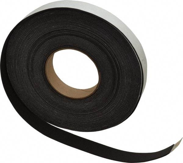 Made in USA - 1/16" Thick x 1" Wide x 50' Long Black Closed Cell Neoprene-Blend Spring Rubber Roll - Stock Length, Adhesive Back, 8 to 11 Lb/Cu Ft Density, -40°F to 158°F - Benchmark Tooling