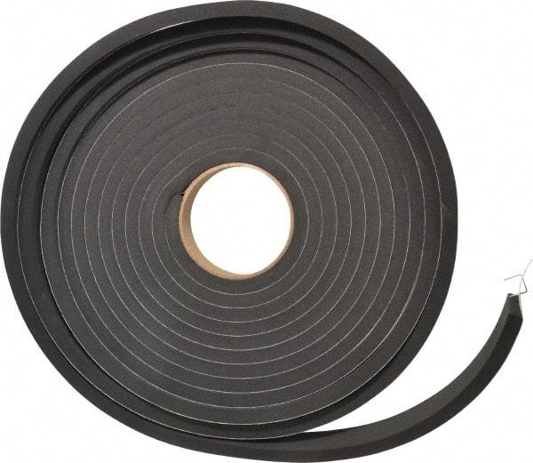 Made in USA - 3/8" Thick x 1" Wide x 25' Long Black Closed Cell Neoprene-Blend Spring Rubber Roll - Stock Length, Adhesive Back, 8 to 11 Lb/Cu Ft Density, -40°F to 158°F - Benchmark Tooling