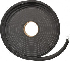 Made in USA - 3/8" Thick x 1" Wide x 25' Long Black Closed Cell Neoprene-Blend Spring Rubber Roll - Stock Length, Adhesive Back, 8 to 11 Lb/Cu Ft Density, -40°F to 158°F - Benchmark Tooling