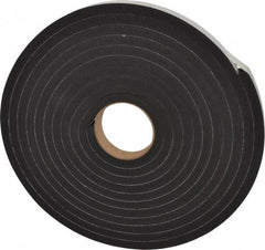 Made in USA - 1/2" Thick x 1" Wide x 25' Long Black Closed Cell Neoprene-Blend Spring Rubber Roll - Stock Length, Adhesive Back, 8 to 11 Lb/Cu Ft Density, -40°F to 158°F - Benchmark Tooling