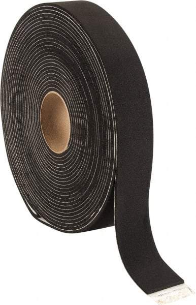 Made in USA - 3/16" Thick x 2" Wide x 50' Long Black Closed Cell Neoprene-Blend Spring Rubber Roll - Stock Length, Adhesive Back, 8 to 11 Lb/Cu Ft Density, -40°F to 158°F - Benchmark Tooling