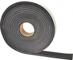 Made in USA - 3/8" Thick x 2" Wide x 25' Long Black Closed Cell Neoprene-Blend Spring Rubber Roll - Stock Length, Adhesive Back, 8 to 11 Lb/Cu Ft Density, -40°F to 158°F - Benchmark Tooling