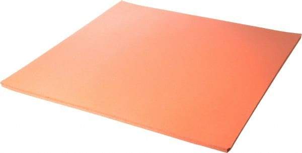 Made in USA - 12" Long, 12" Wide, Silicone Foam Rubber Foam Sheet - Orange-Red, -103 to 450°F, Plain Backing, Stock Length - Benchmark Tooling
