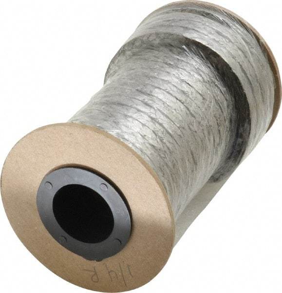 Made in USA - 1/4" x 28-1/2' Spool Length, Carbon Fiber Compression Packing - 3,500 Max psi, -450 to 1200° F, Dark Gray - Benchmark Tooling