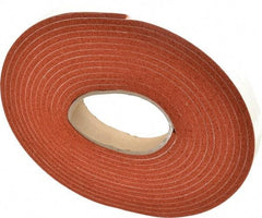 Made in USA - 3/16" Thick x 1" Wide x 20' Long Tan-Orange Closed Cell Silicone Foam Rubber Roll - Stock Length, Adhesive Back, 33 Lb/Cu Ft Density, -100°F to 500°F - Benchmark Tooling