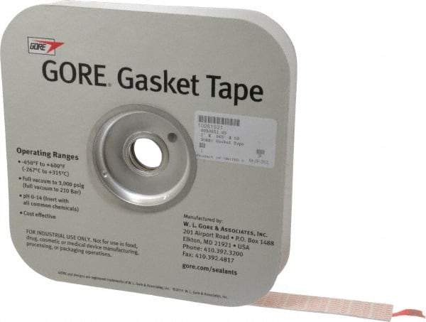 Made in USA - 0.065" Thick x 1" Wide, Gore-Tex Gasket Tape - 50' Long, White - Benchmark Tooling
