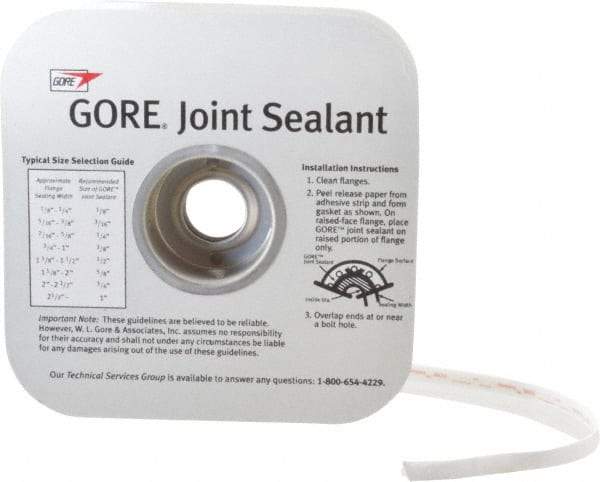 Value Collection - 75' Long x 3/16" Wide Gore Tex Joint Sealant - White, 5/16 to 3/8" Approximate Flange Form Width - Benchmark Tooling