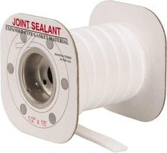 Made in USA - 15' Long x 1/2" Wide Economy PTFE Joint Sealant - White, 1-1/8 to 1-1/2" Approximate Flange Form Width - Benchmark Tooling