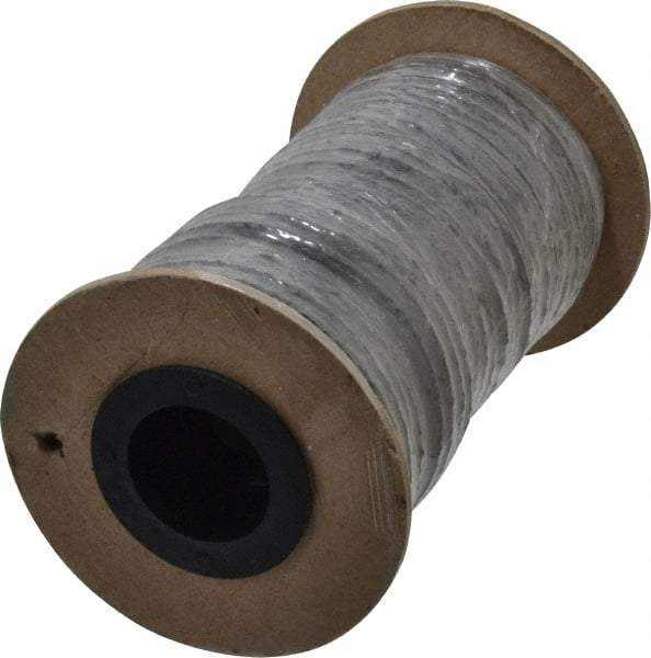 Made in USA - 1/8" x 57-1/2' Spool Length, Graphite Yarn Compression Packing - 3,500 Max psi, -450 to 6000° F, Dark Gray - Benchmark Tooling