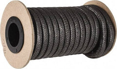 Made in USA - 1/4" x 19' Spool Length, Graphite Yarn Compression Packing - 3,500 Max psi, -450 to 6000° F, Dark Gray - Benchmark Tooling