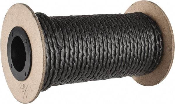 Made in USA - 1/8" x 38' Spool Length, 100% GFO Fiber Compression Packing - 1,900 Max psi, -400 to 550° F, Dark Gray - Benchmark Tooling