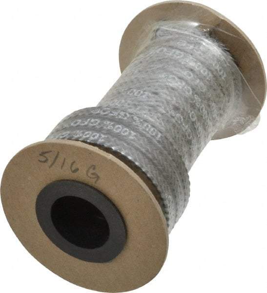 Made in USA - 5/16" x 7.1' Spool Length, 100% GFO Fiber Compression Packing - 1,900 Max psi, -400 to 550° F, Dark Gray - Benchmark Tooling