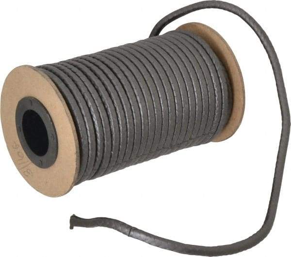 Made in USA - 3/16" x 33' Spool Length, 100% GFO Fiber Compression Packing - 1,900 Max psi, -400 to 550° F, Dark Gray - Benchmark Tooling